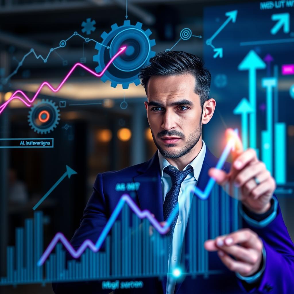 image Mulher ajustando gráficos de marketing em um tablet